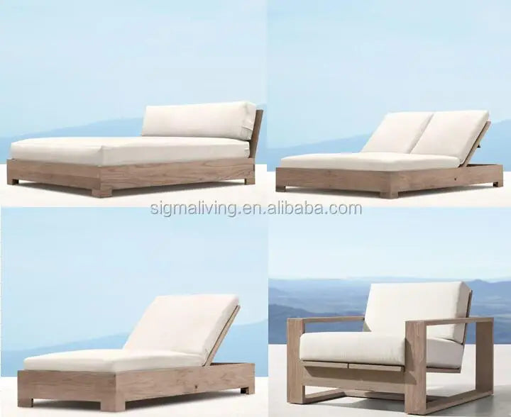 Wooden outdoor garden set daybed chaise lounge furniture teak chaise