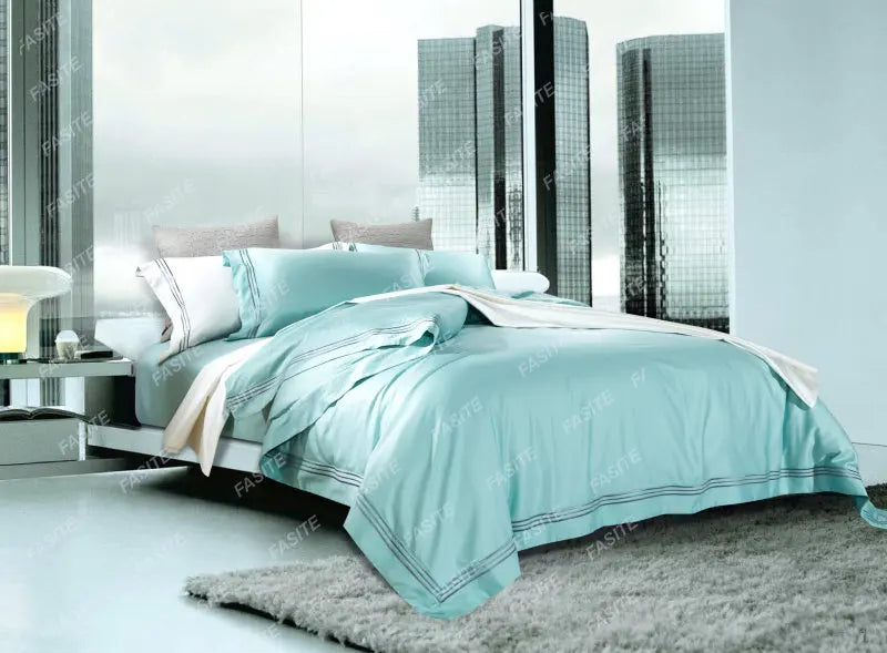 120s long-staple cotton satin cotton light luxury quilt cover four-piece high-end hotel European-style cotton bedding