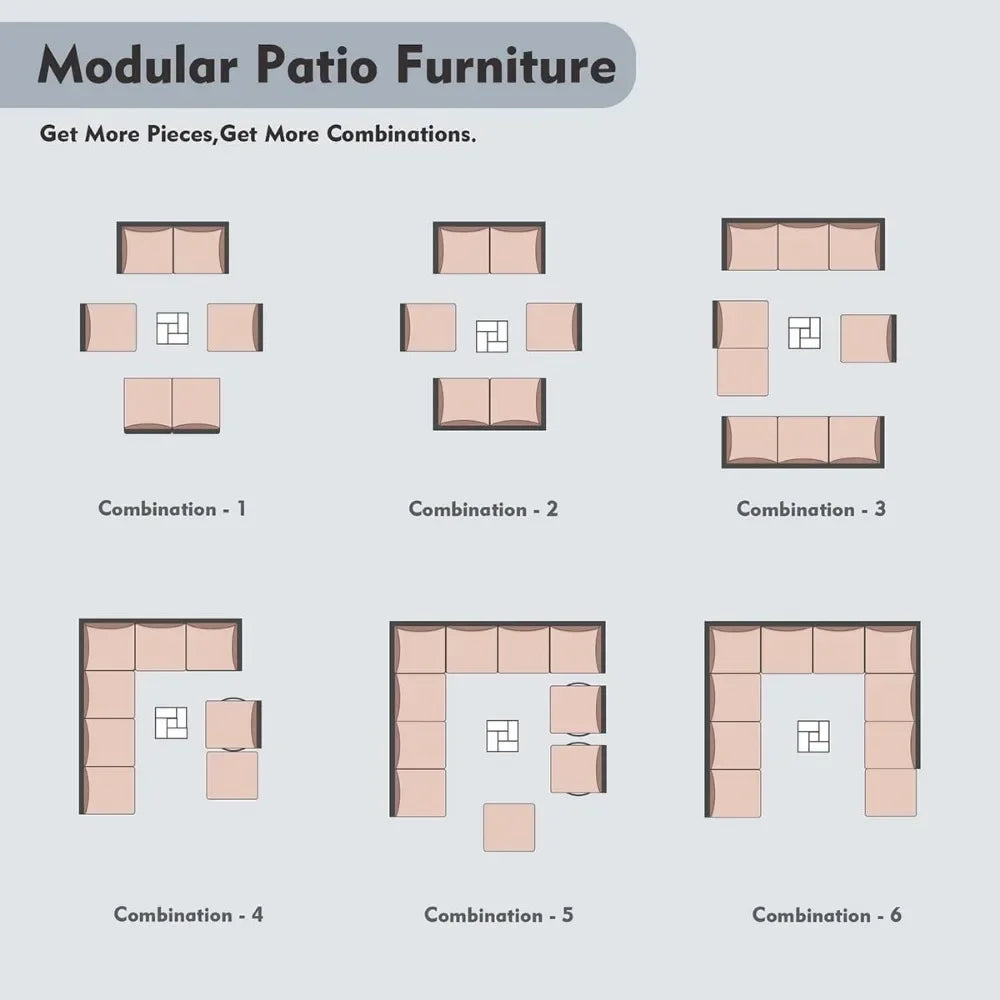 11 Pieces Outdoor Patio Furniture Set, Rattan Wicker Sectional Swivel Rocker Chairs Sets with Fire Pit, Swivel Glider Chairs