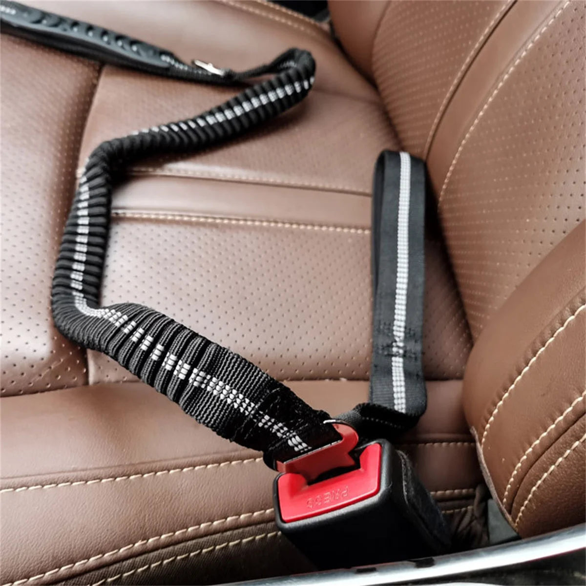 Dog Seat Belt 3-in-1 Car Harness for Dogs Pets Adjustable Safety Seatbelt Reflective Bungee Tether with Clip Hook Latch & Buckle