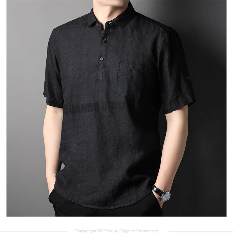 100% Linen Men Summer Shirts 2022 New Men's Fashion Comfortable Breathable Casual Classic Korean Pullover