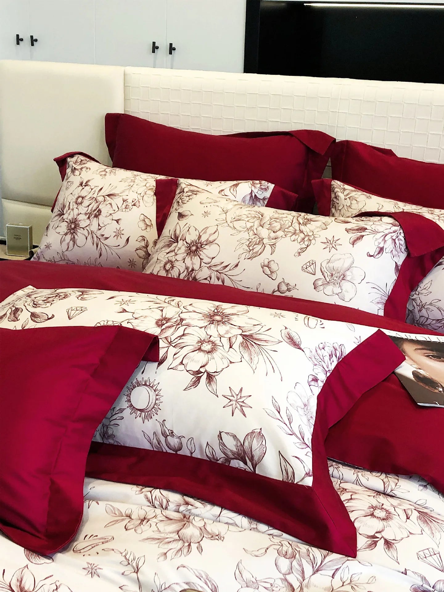 100S Egyptian Cotton Bedding Set Wedding Queen King Double Size Digital Printing Bed Linens Duvet Cover Set Sheet Pillowcase