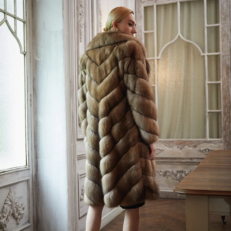 Women's Fur Coat 2223 Trend Natural Fur Long Mink Yellow Fashion Outerwear Jackets Trench Coats New In Outdoor Clothes Clothing