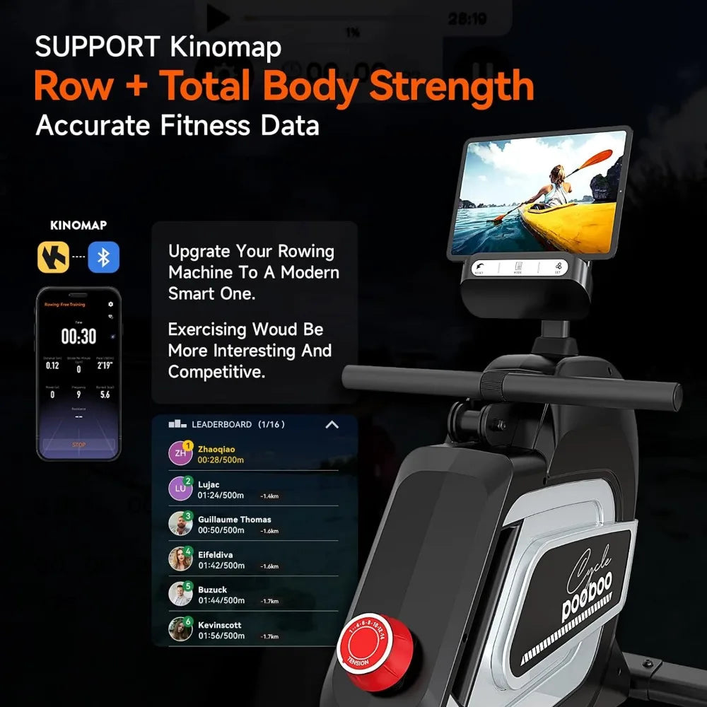 Workout Equipment Magnetic Rowing Machine 360 LB Weight Capacity Cardio Tablet Holder and Comfortable Seat Cushion Wioślarz Gym