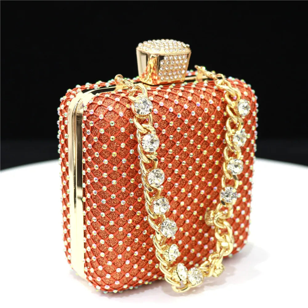 Women Evening Bags With Diamonds Style Party Handbags Metal Day Clutch Purse gold handbags for women