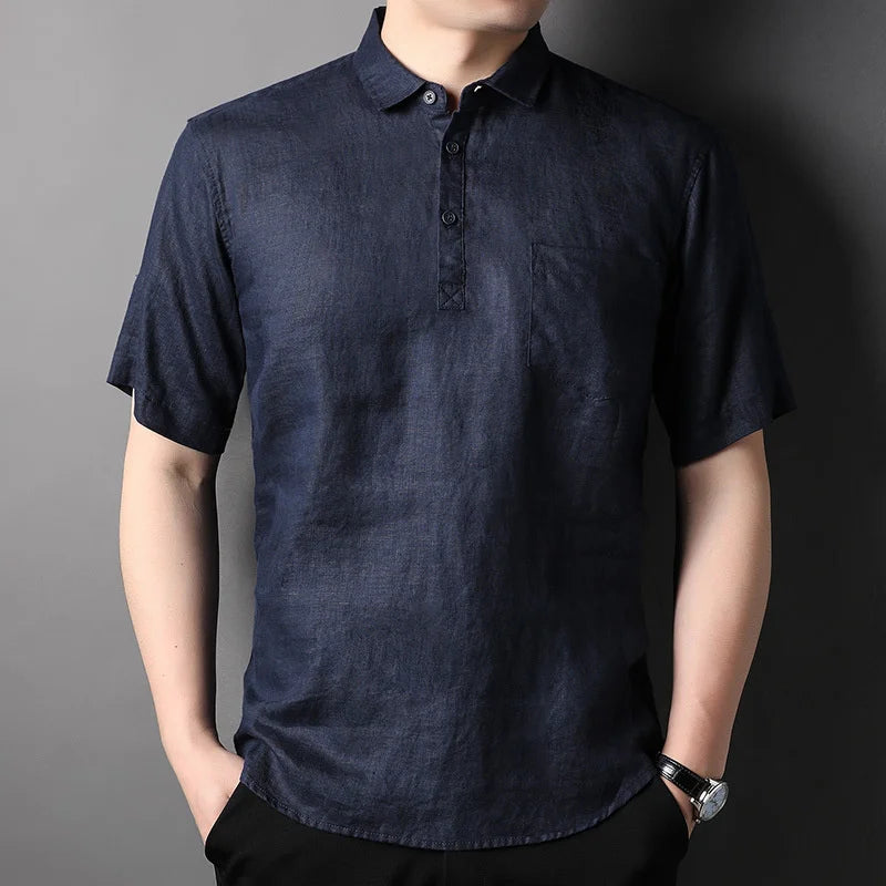100% Linen Men Summer Shirts 2022 New Men's Fashion Comfortable Breathable Casual Classic Korean Pullover