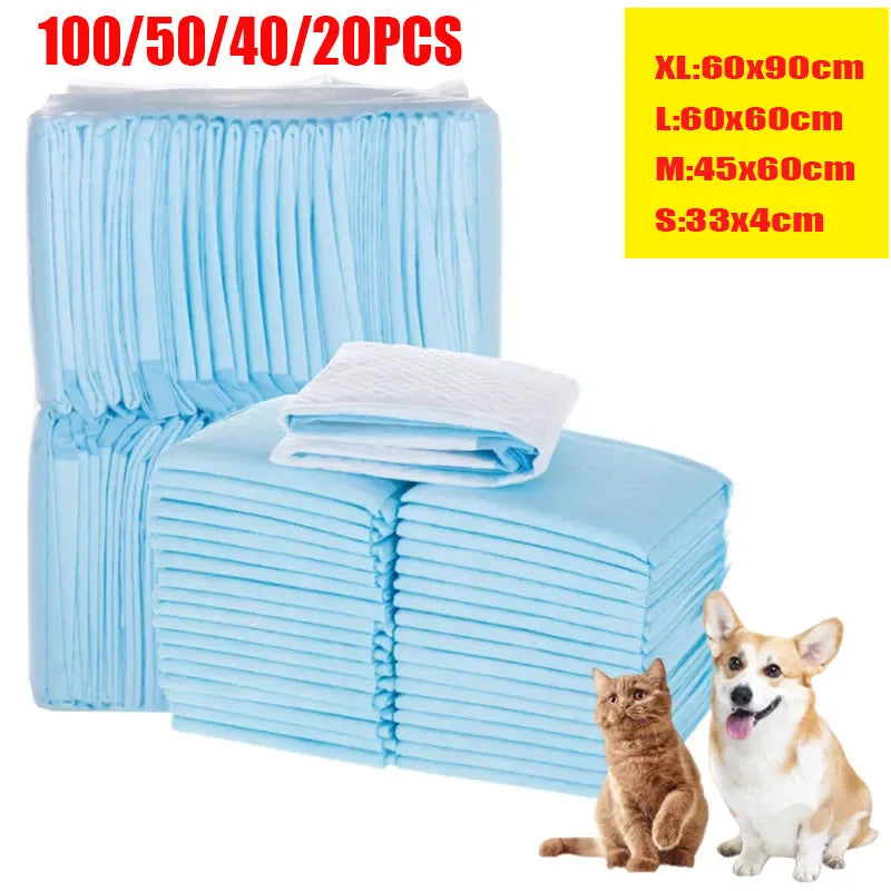 100/50/40/20PCS Absorbent Dogs Diapers Disposable Puppy Training Pee Pads Quick Dry Surface Mat Clean Cushion Dog Supplies