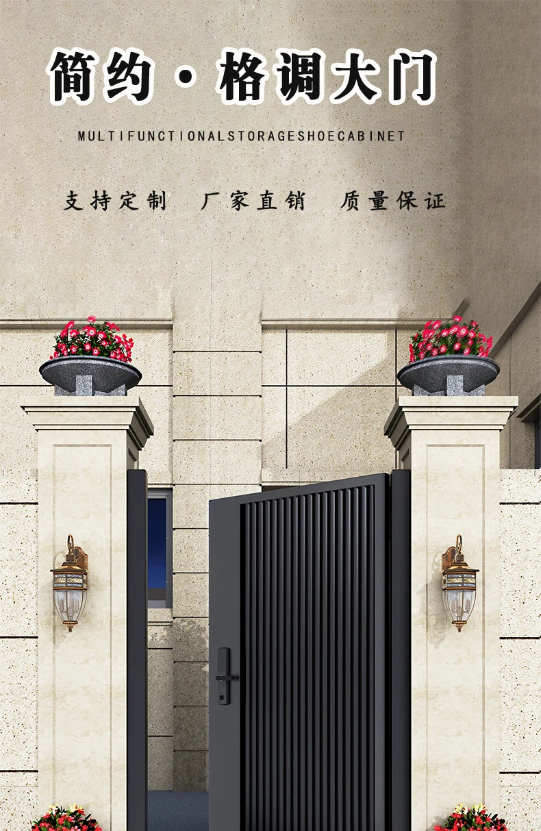Wrought iron courtyard door Aluminum alloy villa door garden louver door outside single and double door homestay corridor entran