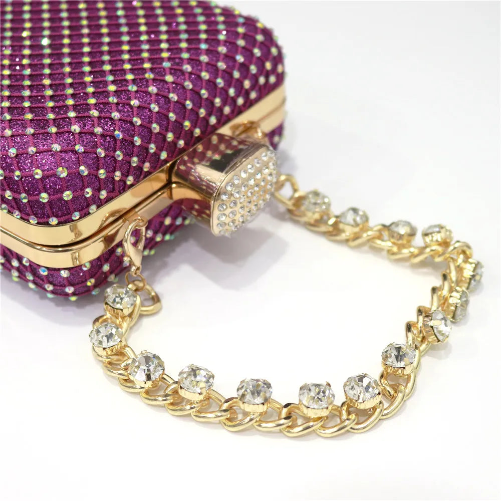 Women Evening Bags With Diamonds Style Party Handbags Metal Day Clutch Purse gold handbags for women
