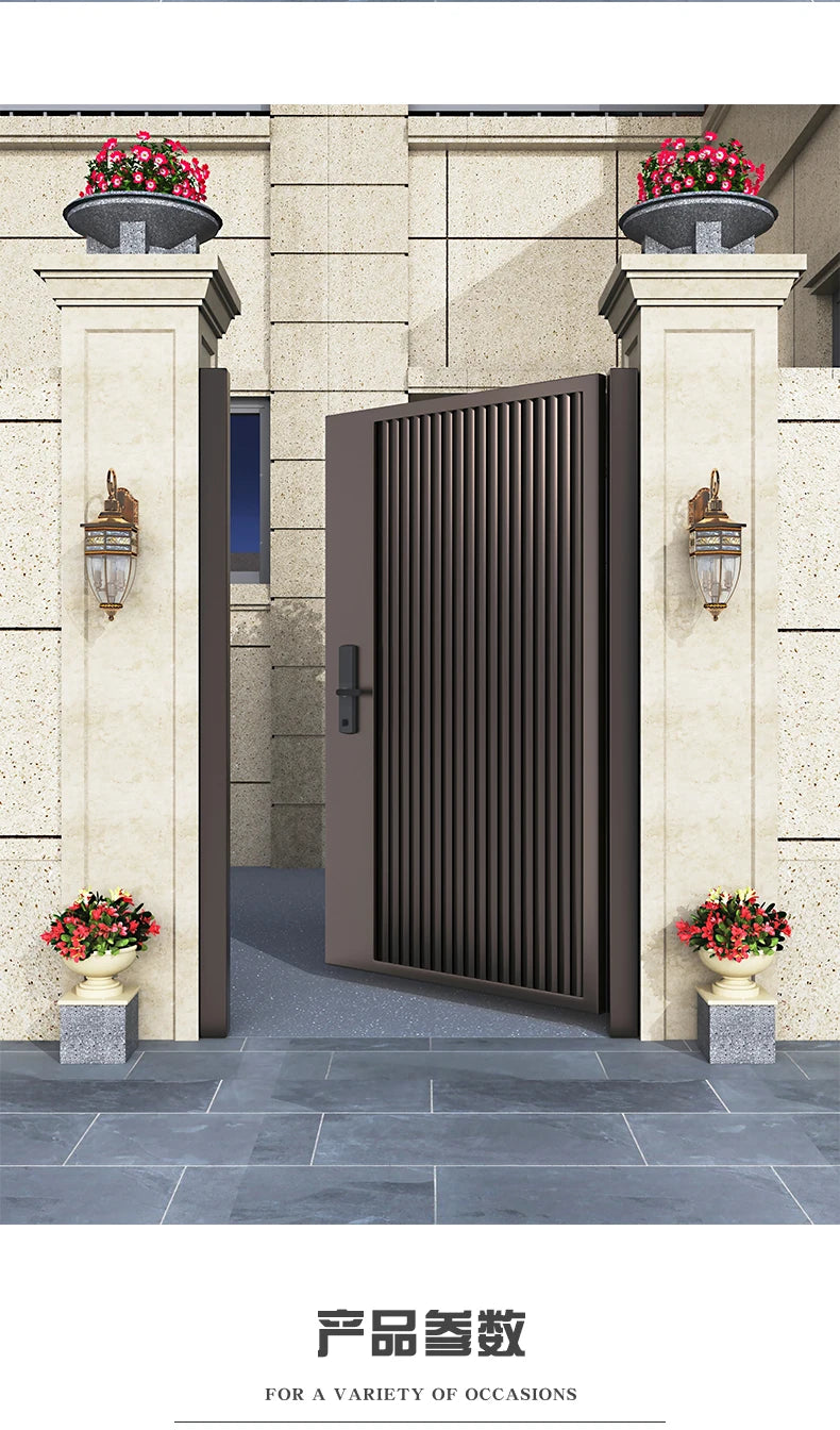 Wrought iron courtyard door Aluminum alloy villa door garden louver door outside single and double door homestay corridor entran
