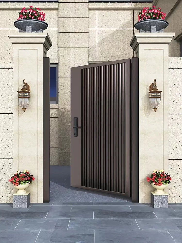 Wrought iron courtyard door Aluminum alloy villa door garden louver door outside single and double door homestay corridor entran