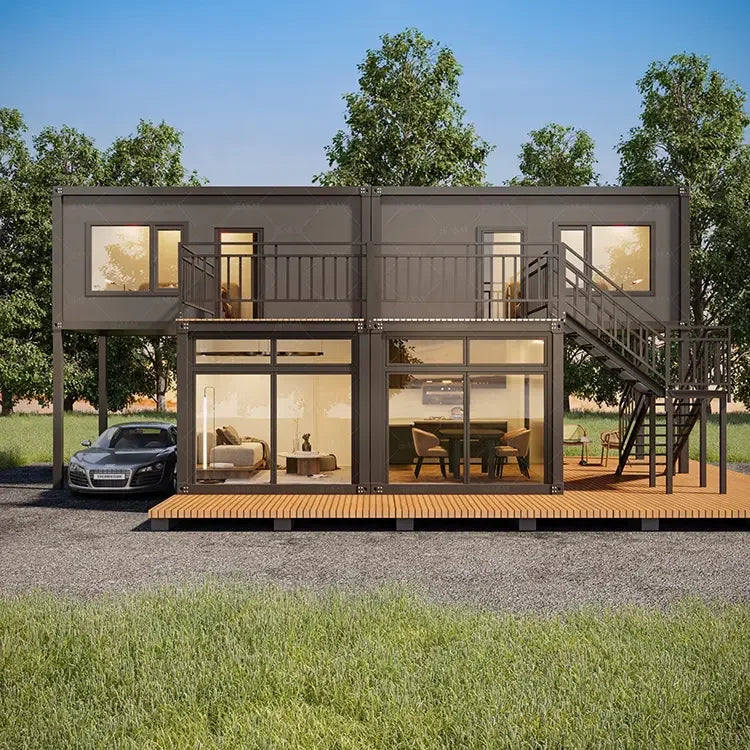 Customized Tempered Glass Inn Galvanized Container Home Stay House 20ft 40ft Luxury Villa