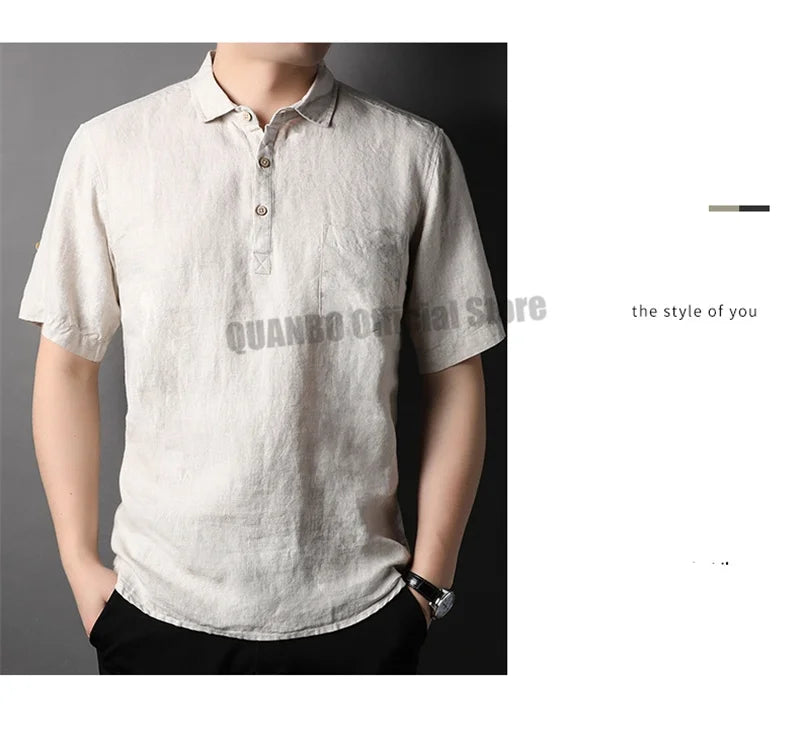 100% Linen Men Summer Shirts 2022 New Men's Fashion Comfortable Breathable Casual Classic Korean Pullover