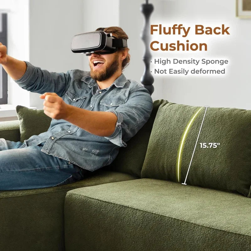 104" Cloud Sectional Couch Comfy Chaise,No Assembly Required L Shape Sofa with Deep Seat,Minimalist Modular Couches Sleeper