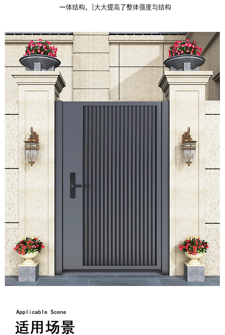 Wrought iron courtyard door Aluminum alloy villa door garden louver door outside single and double door homestay corridor entran