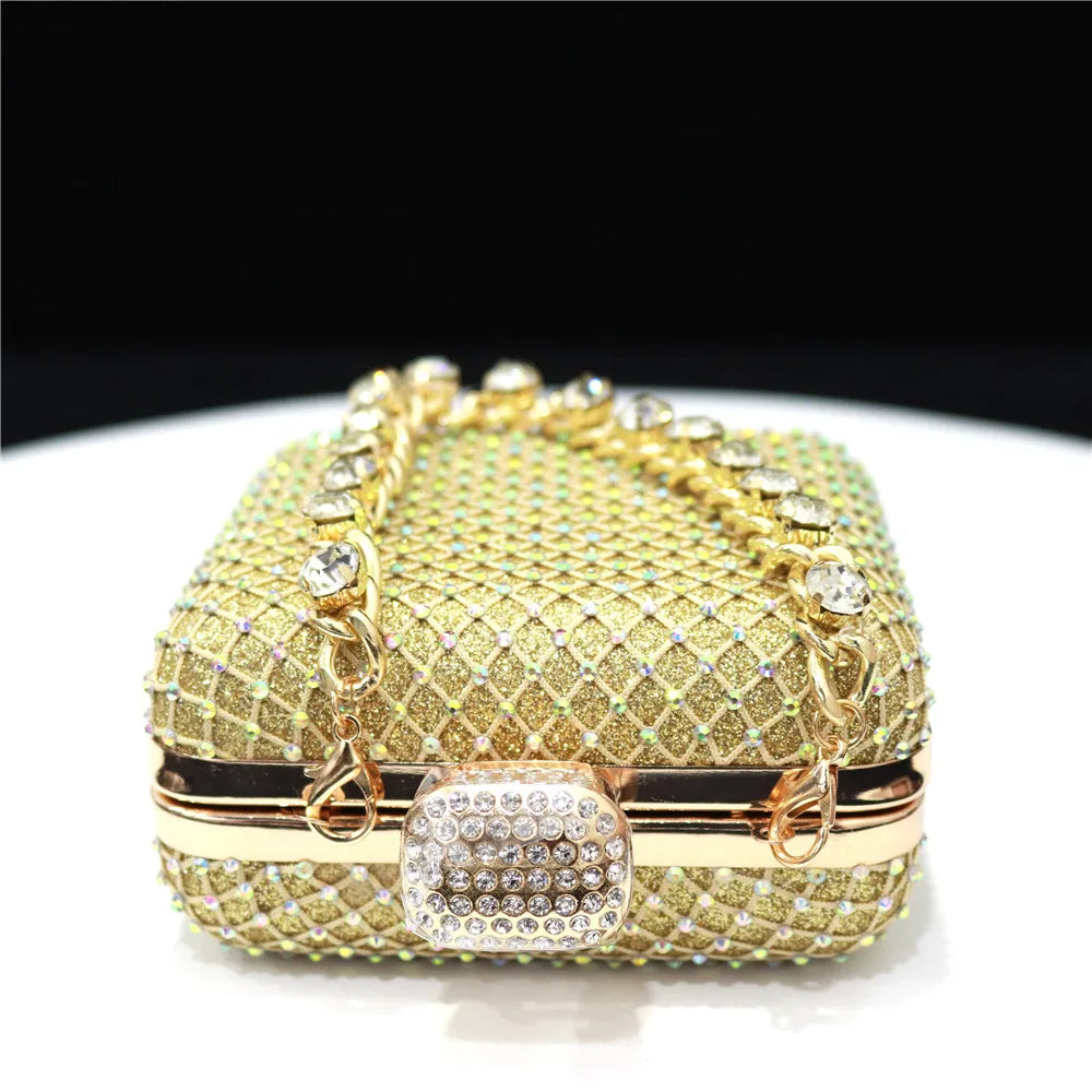 Women Evening Bags With Diamonds Style Party Handbags Metal Day Clutch Purse gold handbags for women
