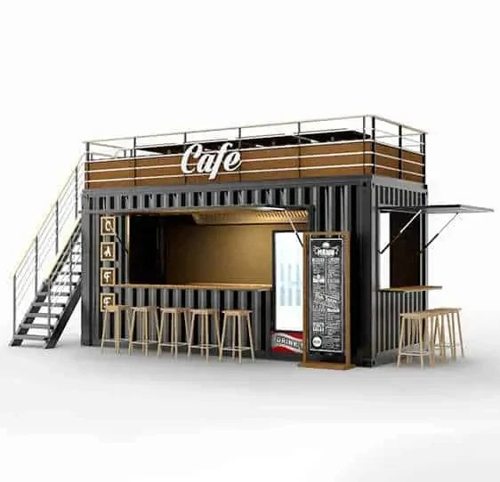 Prefabricated Shipping Container Restaurant Cafe Double Decker Prefabricated Container Shops