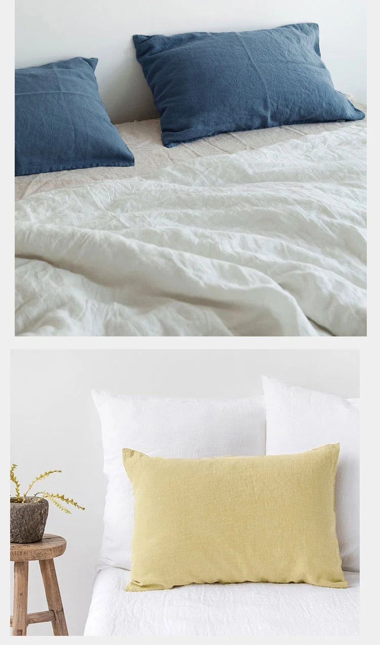 100% Linen Pillowcases, Solid Color Envelope Pillow Case, Bedding Bedroom Pillow Cover, 40x60cm/50x70cm/50x90cm