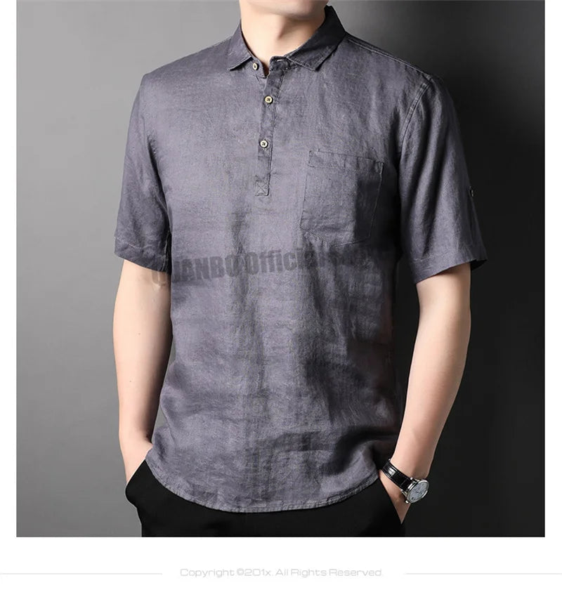 100% Linen Men Summer Shirts 2022 New Men's Fashion Comfortable Breathable Casual Classic Korean Pullover