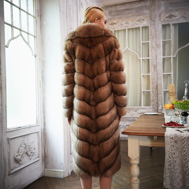 Women's Fur Coat 2223 Trend Natural Fur Long Mink Outerwear Jackets Trench Coats New In Outdoor Clothes Clothing Coffee Fashion