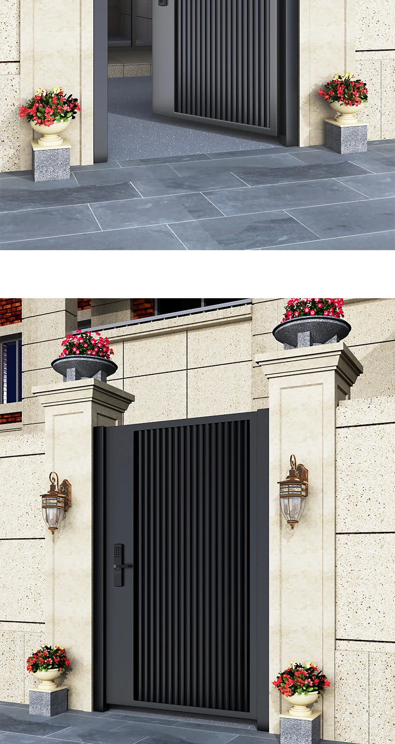 Wrought iron courtyard door Aluminum alloy villa door garden louver door outside single and double door homestay corridor entran