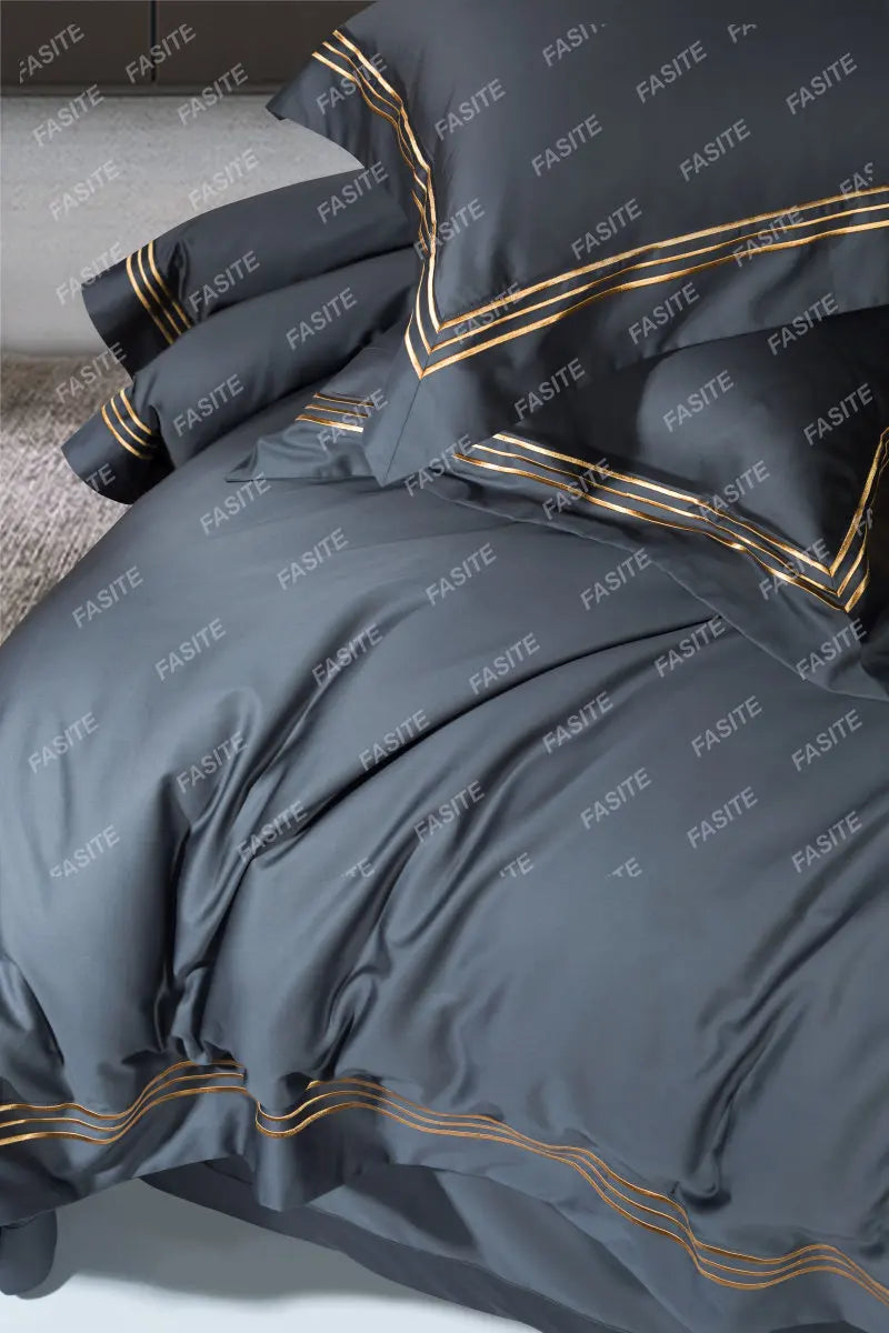120s long-staple cotton satin cotton light luxury quilt cover four-piece high-end hotel European-style cotton bedding