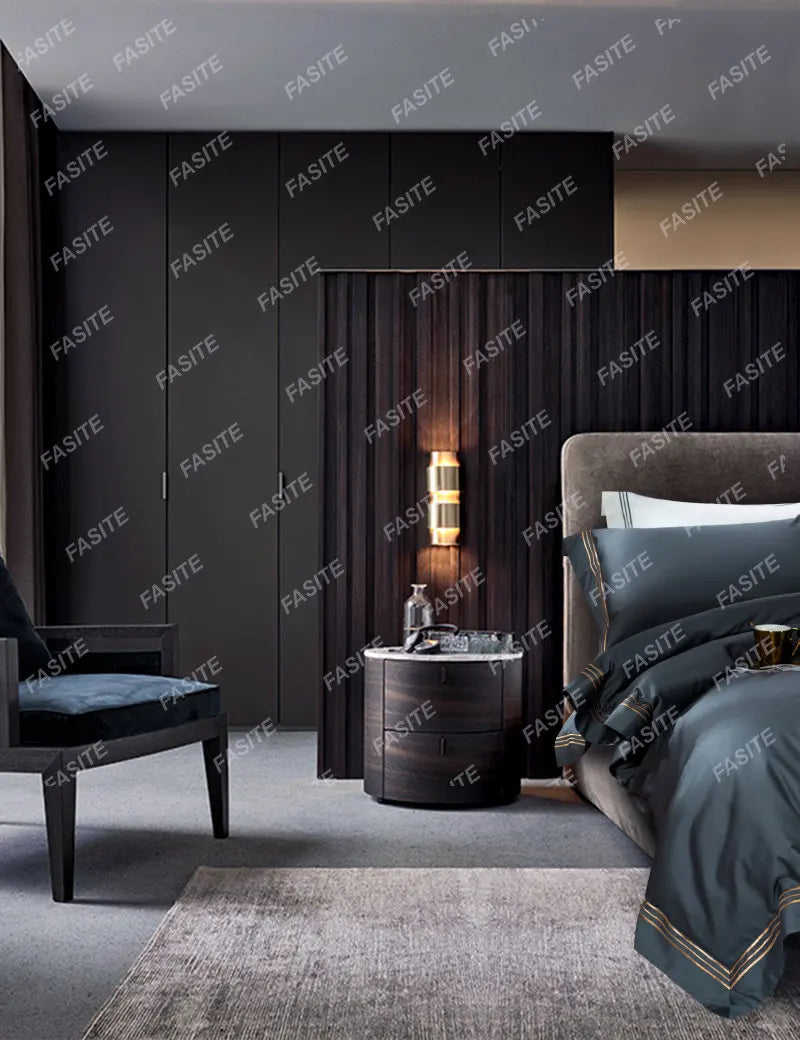 120s long-staple cotton satin cotton light luxury quilt cover four-piece high-end hotel European-style cotton bedding