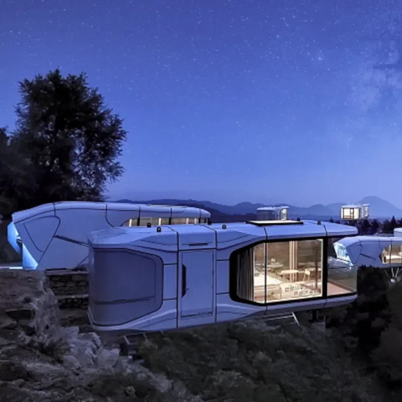 Prefabricated Space Container cabin home, Huawei Capsule Tiny House with Bedroom and Bathroom,IOT capsule Villa