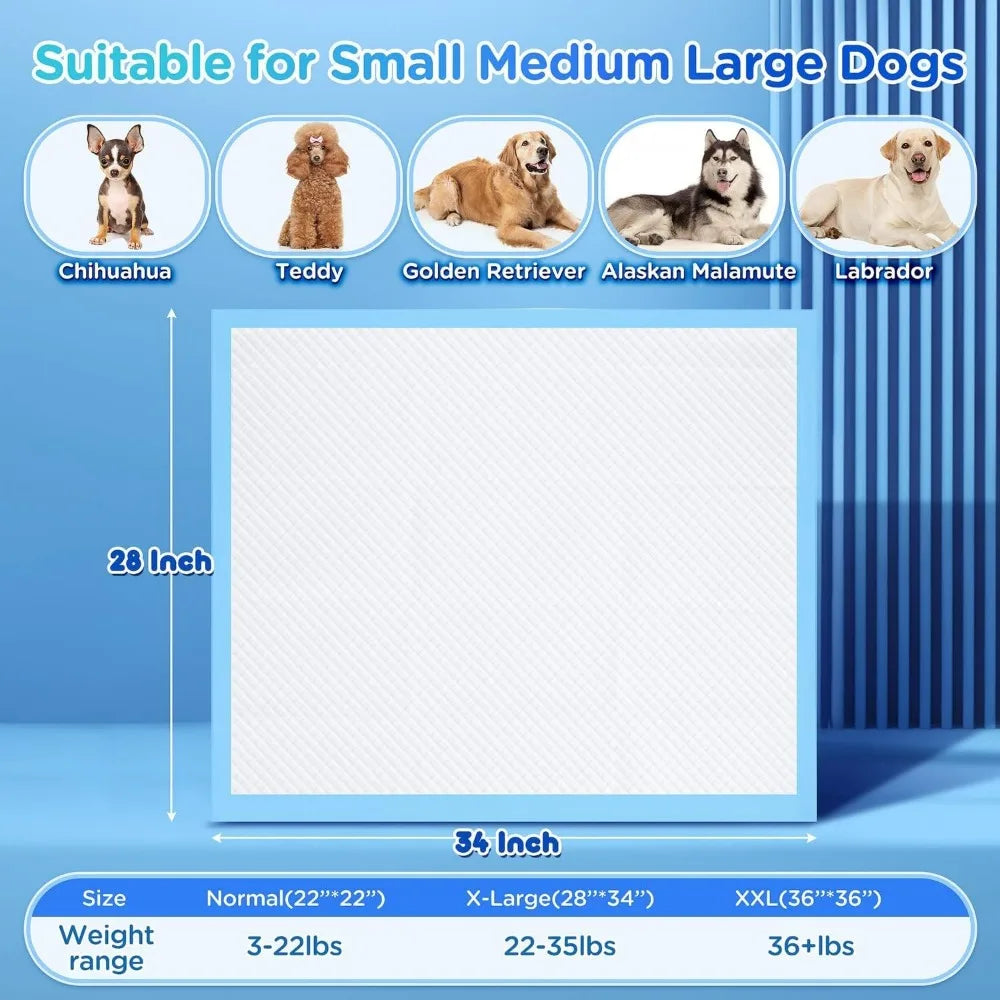 XXL Thicken 6 Layers Ultra Absorbent Dog Pee Pads Extra Large Leak-Proof Odor-Control Puppy Training Pads Quick Dry Pee Pads
