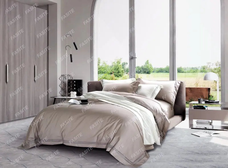 120s long-staple cotton satin cotton light luxury quilt cover four-piece high-end hotel European-style cotton bedding