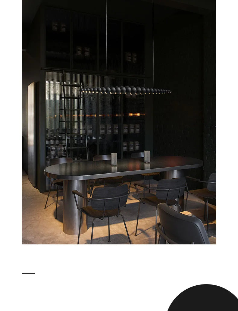 Wooden Pendant Lights Hanging Lamp Modern Table LED Long Linear Light Kitchen Island Lighting for Dining Living Room Office