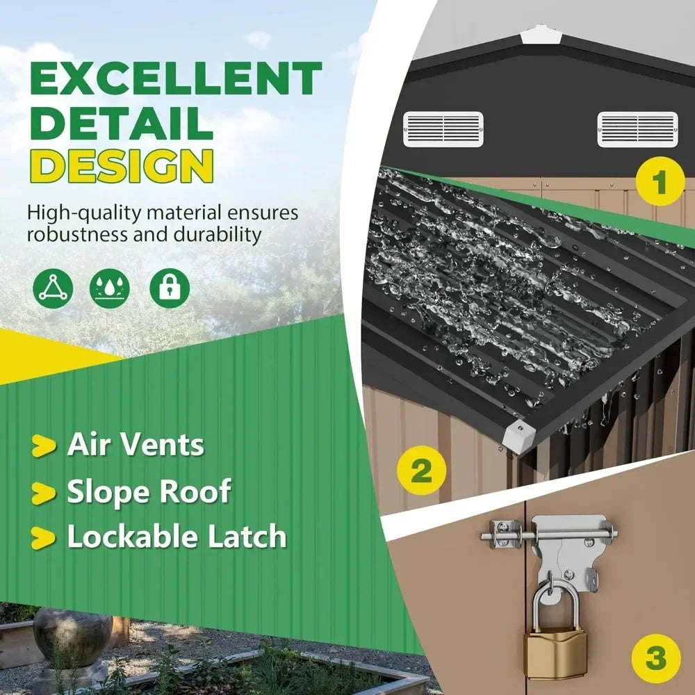 10 X 10 Feet Outdoor Storage Shed, Terrace Garden Outdoor Storage House, Terrace House for Storage