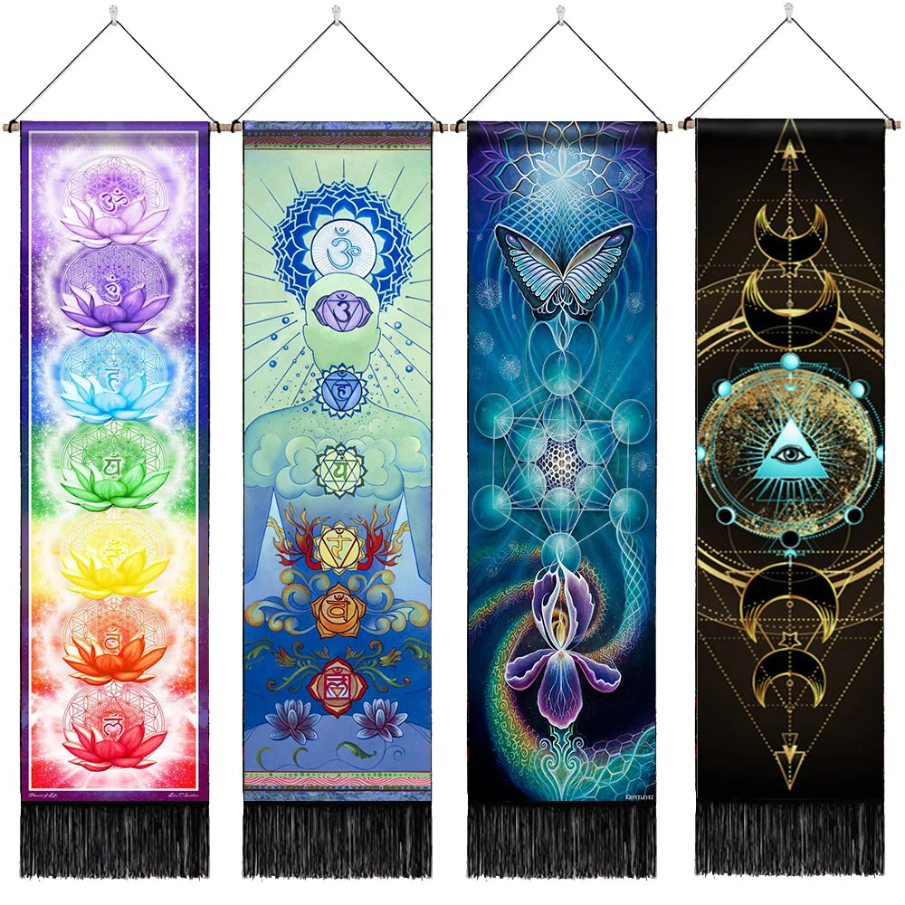 Seven Chakra Tapestry Mandala Chakras Wall Hanging Tree Of Life Tapestry Yoga Meditation Tapestries for Spiritual Room Decor