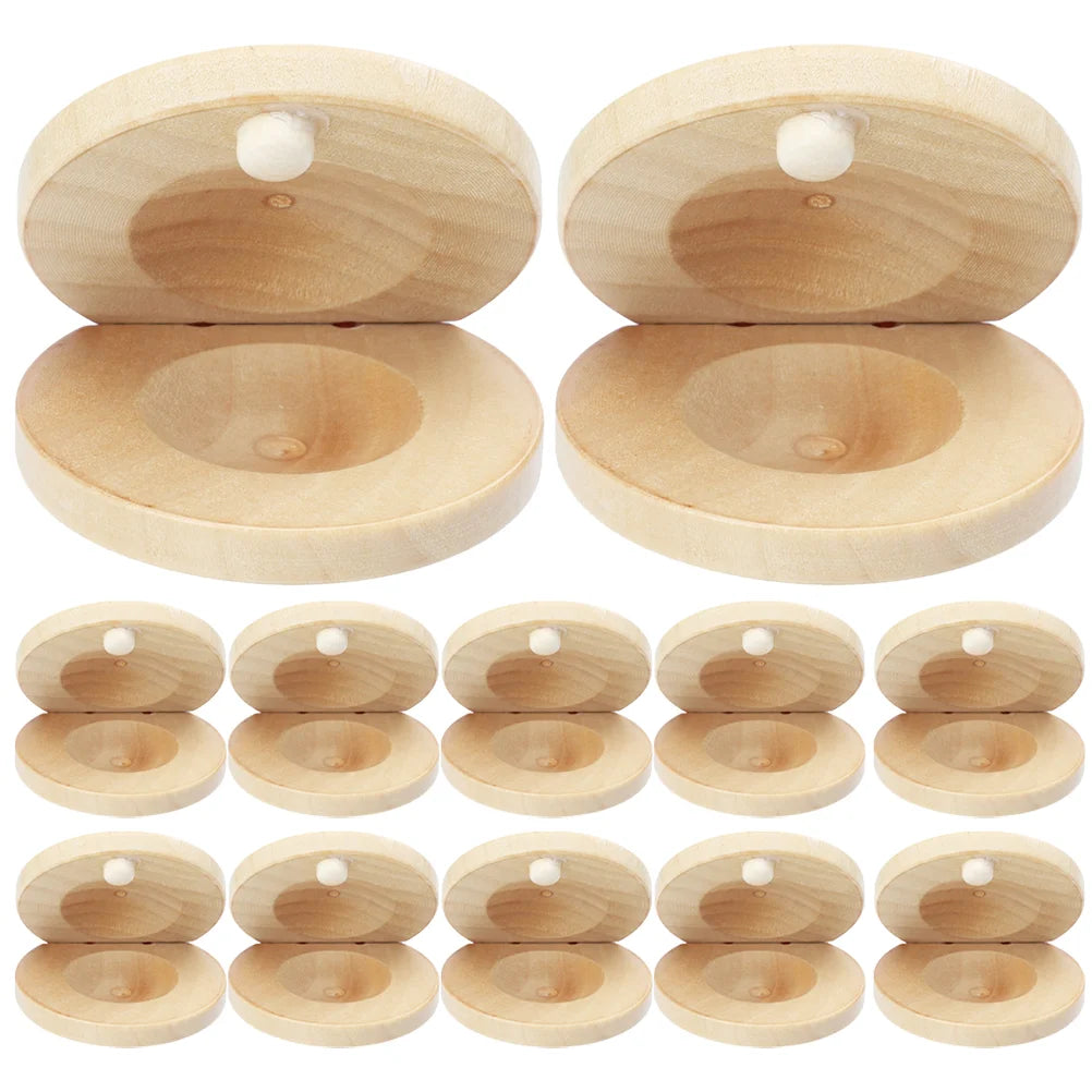 12 Pcs Castanets Children Wood Music Instrument Puzzle Kids Finger Small Wooden Infant