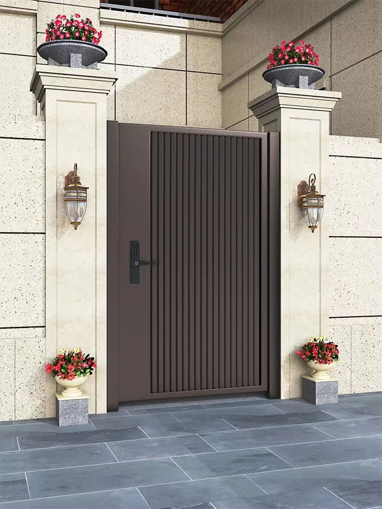 Wrought iron courtyard door Aluminum alloy villa door garden louver door outside single and double door homestay corridor entran