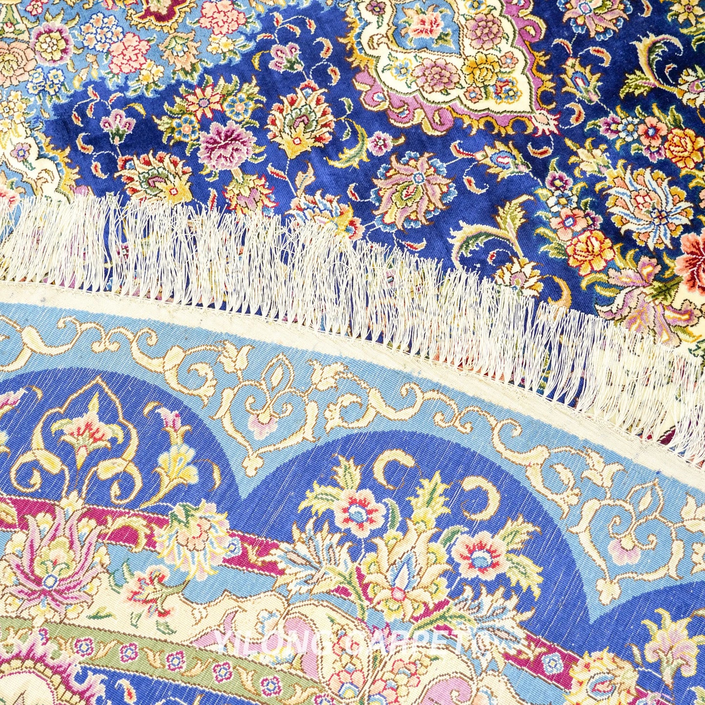 10'x10' Round Persian Handmade Silk Carpet Dining Room Handwoven Large Floor Rug (TJ458A)