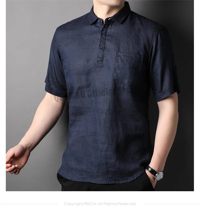 100% Linen Men Summer Shirts 2022 New Men's Fashion Comfortable Breathable Casual Classic Korean Pullover