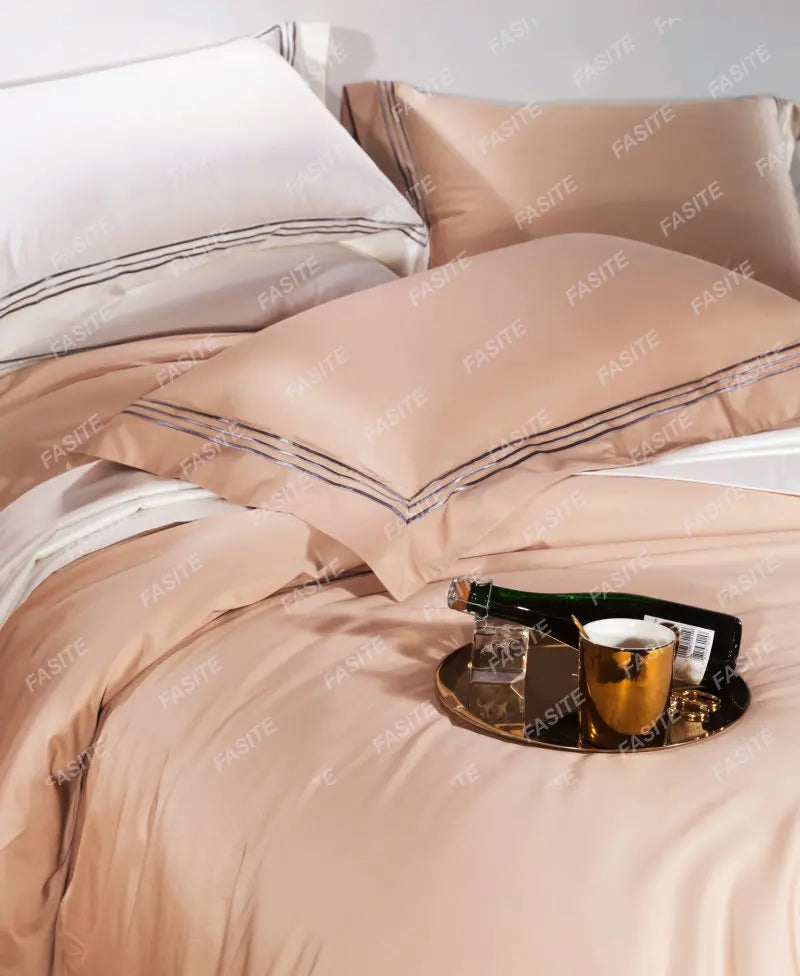 120s long-staple cotton satin cotton light luxury quilt cover four-piece high-end hotel European-style cotton bedding