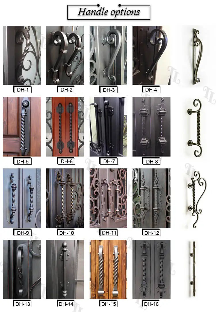 Wrought iron double door main iron glass door designer outside wrought iron door