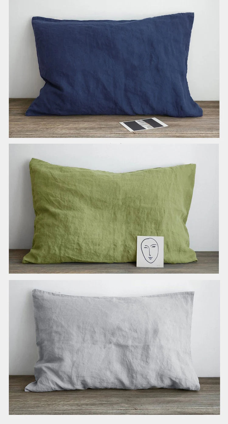 100% Linen Pillowcases, Solid Color Envelope Pillow Case, Bedding Bedroom Pillow Cover, 40x60cm/50x70cm/50x90cm