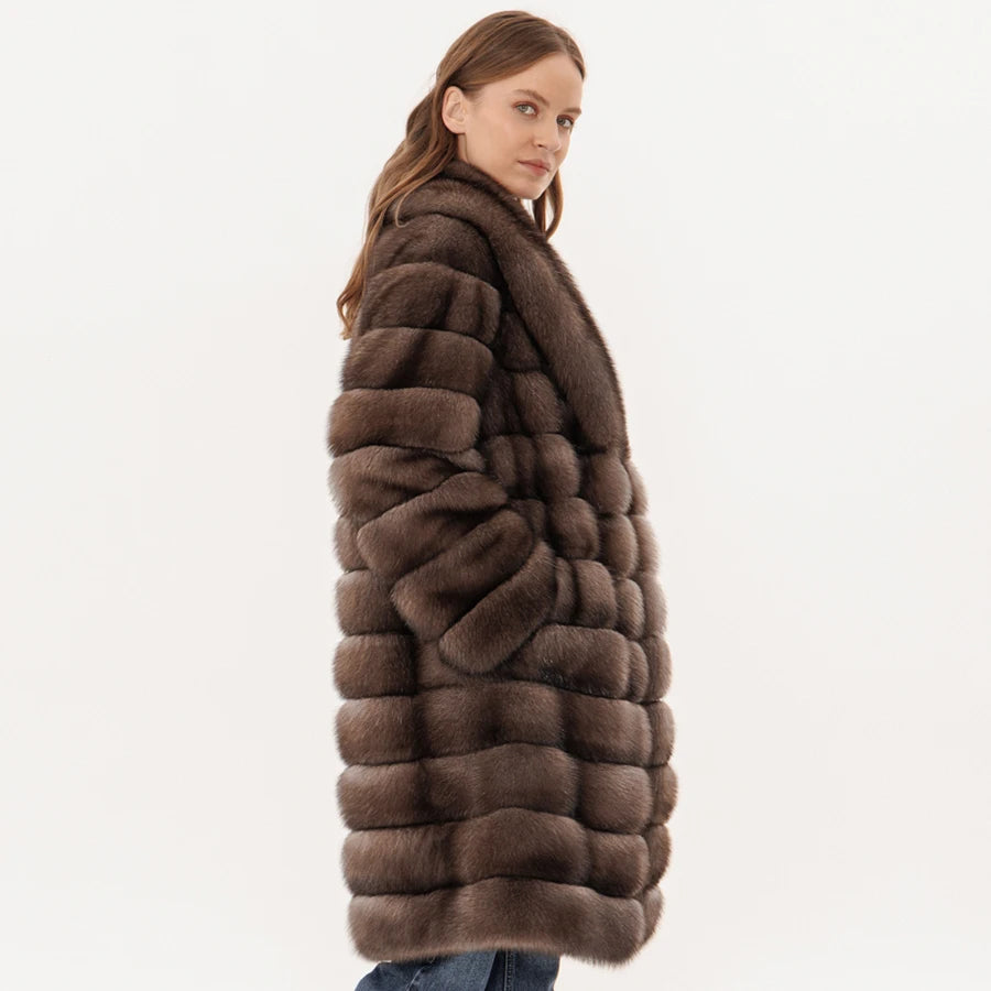 Women Fur Coat Real Fox Fur Coat Winter Clothing Luxury Turndown Collar Coat Warm High Quality