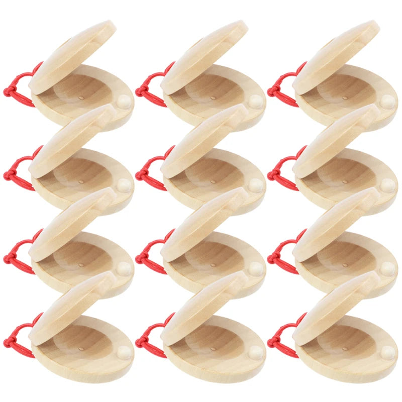 12 Pcs Castanets Children Wood Music Instrument Puzzle Kids Finger Small Wooden Infant