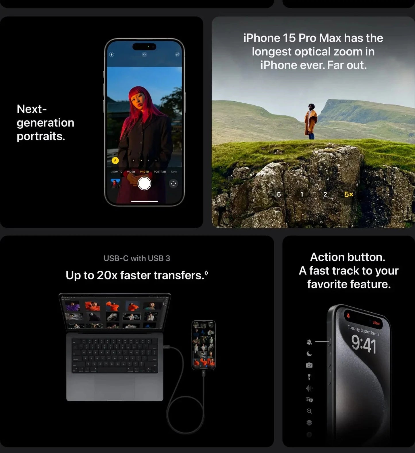 Apple iPhone 15 Pro MAX 8GB RAM 256GB ROM 5G Phone Apple A17 Pro Bionic Chip 6.7'' 120Hz Super Retina XDR Display NFC Original