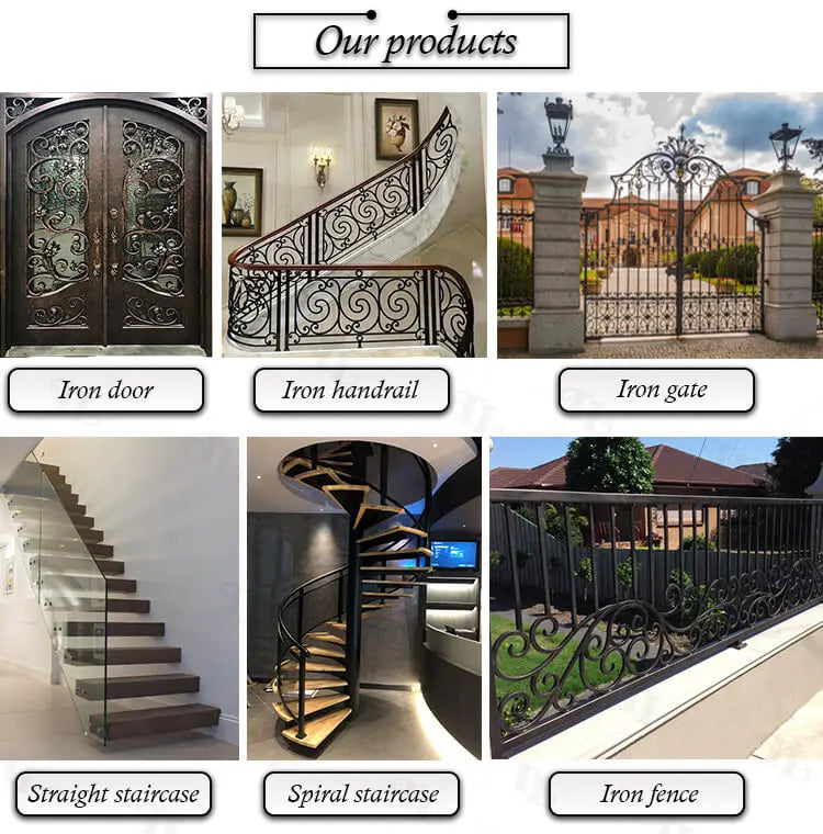 Wrought iron double door main iron glass door designer outside wrought iron door