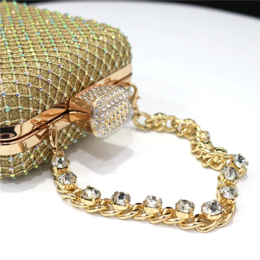 Women Evening Bags With Diamonds Style Party Handbags Metal Day Clutch Purse gold handbags for women