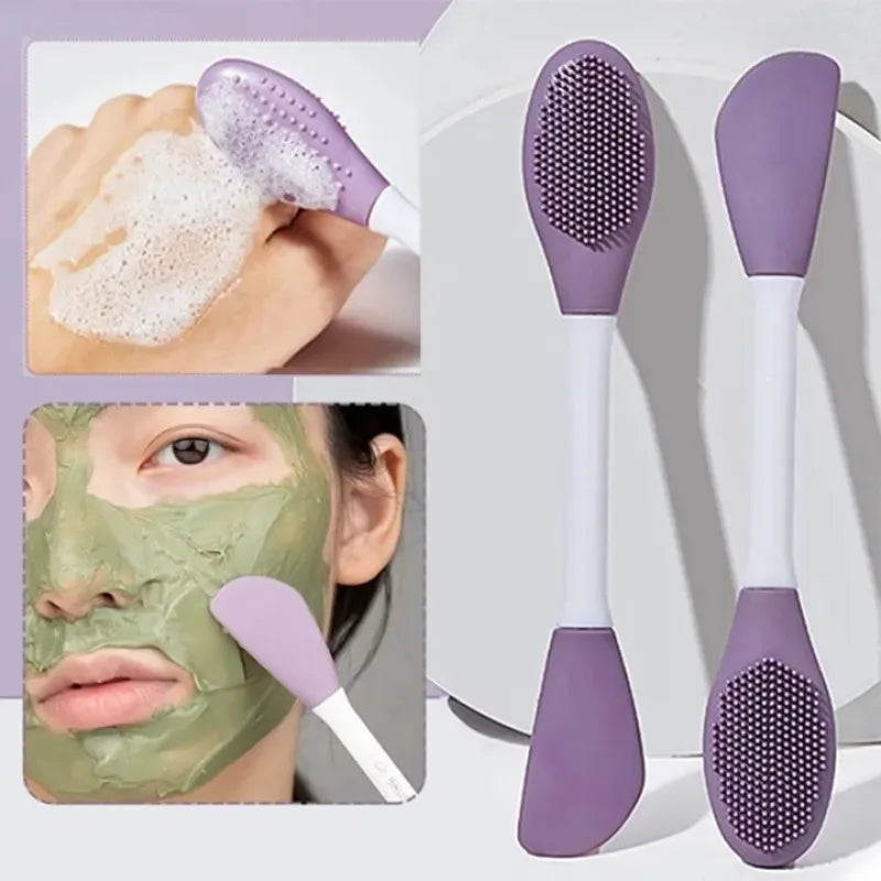 Double Head Silicone Facial Mask Brush Facial Massage Cleaning Brushes DIY Mud Film Scraper Face Care Tool Beauty 2 In 1 Brush