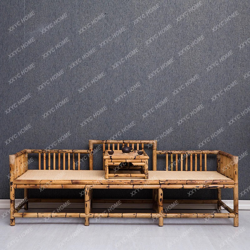 New Chinese Style Arhat Bed Ming and Qing Dynasty Bamboo Rattan Zen Meditation Couch Floor Chaise Bed