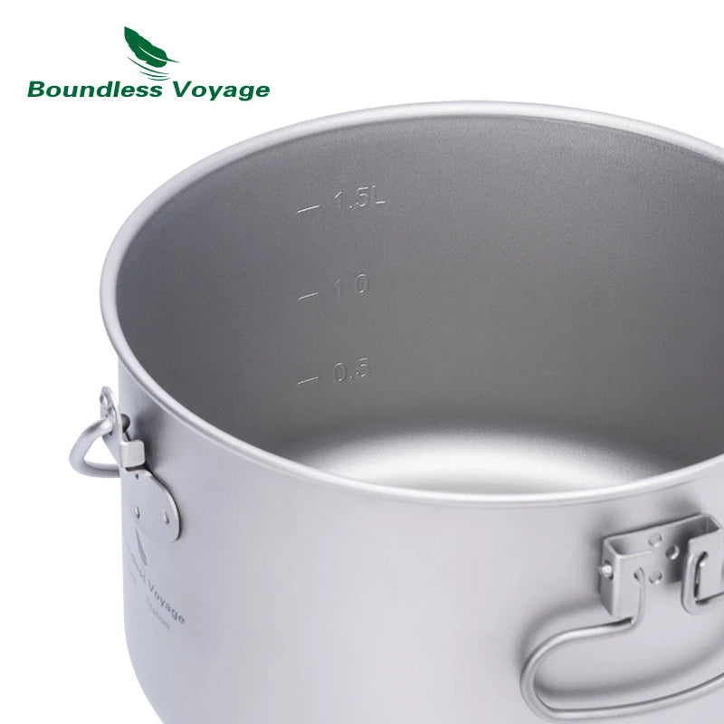 Boundless Voyage Titanium Camping Pot Big Capacity & Leightweight Outdoor Hanging Pot 2900ml 1950ml 1300ml Cooking Pot for Men