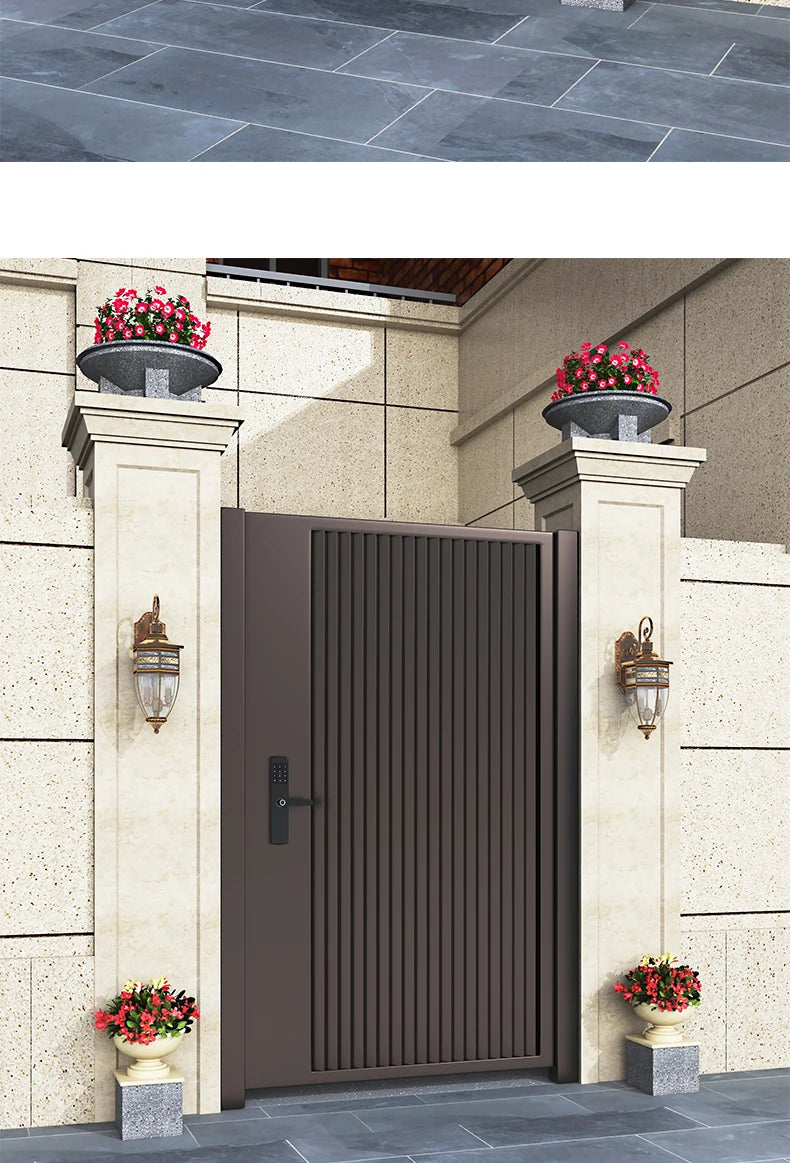 Wrought iron courtyard door Aluminum alloy villa door garden louver door outside single and double door homestay corridor entran