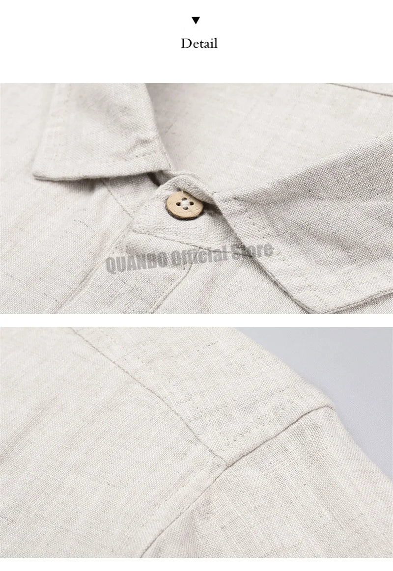 100% Linen Men Summer Shirts 2022 New Men's Fashion Comfortable Breathable Casual Classic Korean Pullover